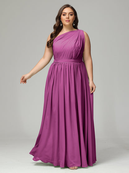 One-shoulder Plus Size Chiffon Bridesmaid Dresses
