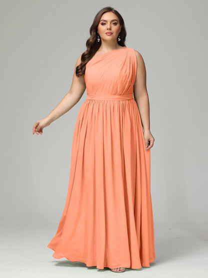 One-shoulder Plus Size Chiffon Bridesmaid Dresses