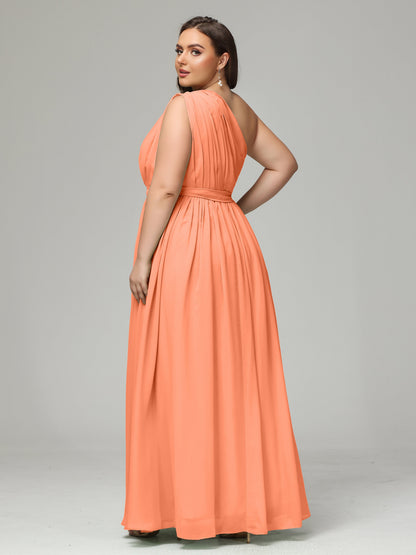 One-shoulder Plus Size Chiffon Bridesmaid Dresses