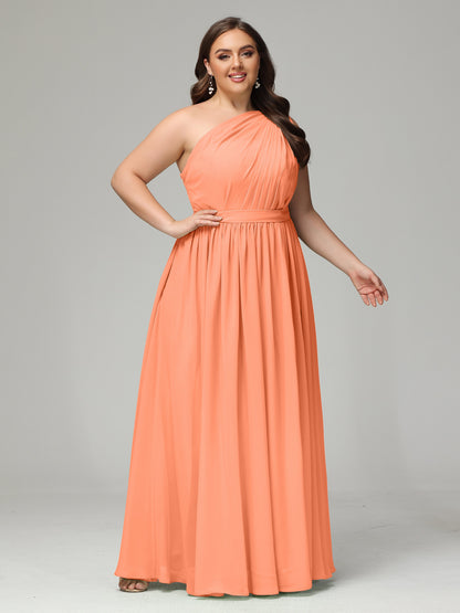 One-shoulder Plus Size Chiffon Bridesmaid Dresses