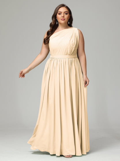 One-shoulder Plus Size Chiffon Bridesmaid Dresses