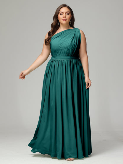 One-shoulder Plus Size Chiffon Bridesmaid Dresses