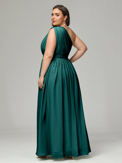 One-shoulder Plus Size Chiffon Bridesmaid Dresses