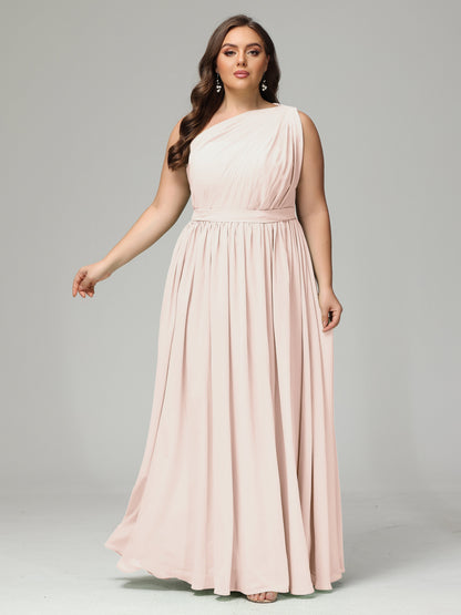 One-shoulder Plus Size Chiffon Bridesmaid Dresses