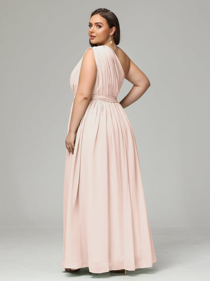 One-shoulder Plus Size Chiffon Bridesmaid Dresses