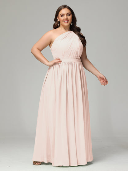 One-shoulder Plus Size Chiffon Bridesmaid Dresses