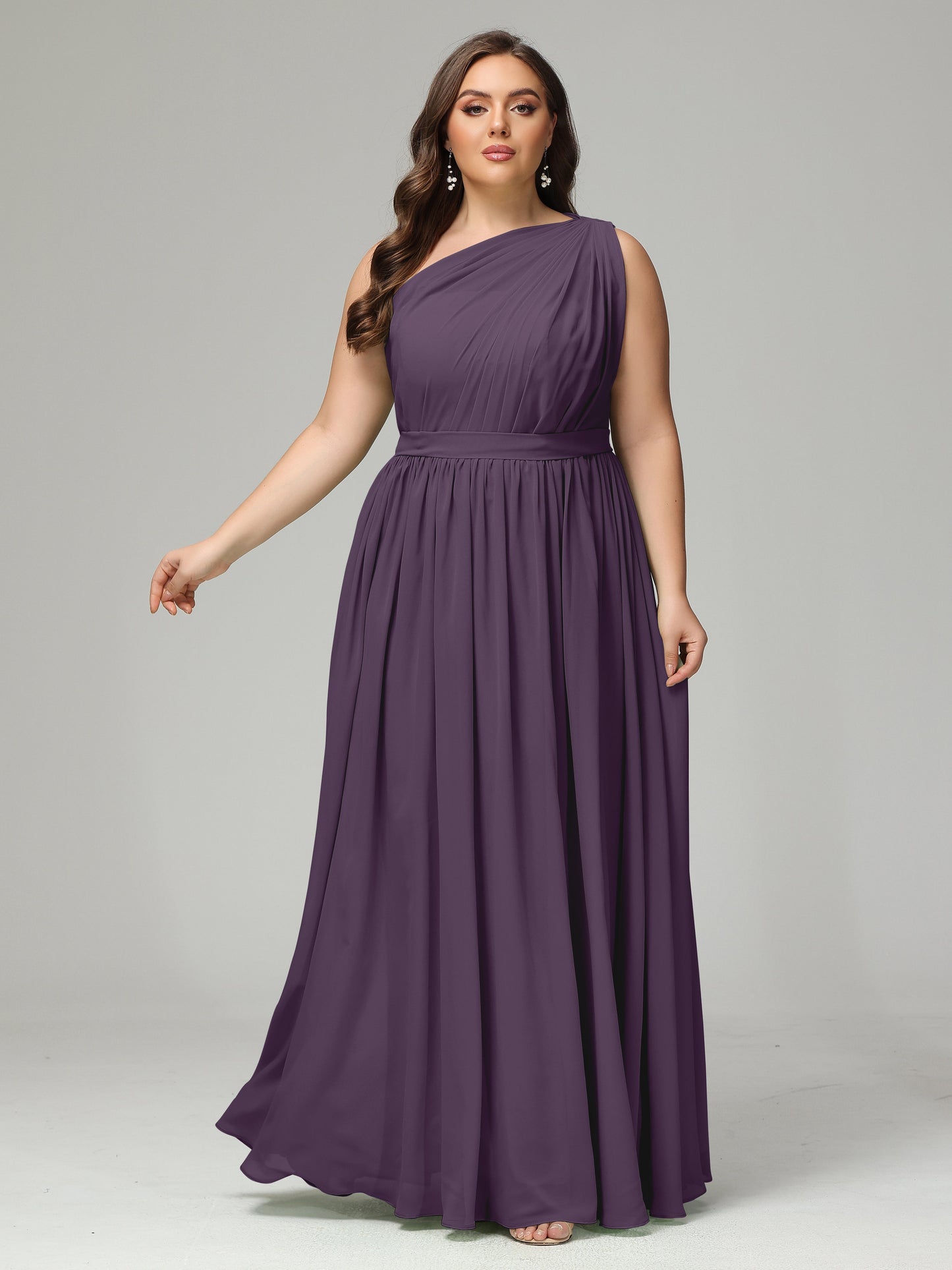 One-shoulder Plus Size Chiffon Bridesmaid Dresses
