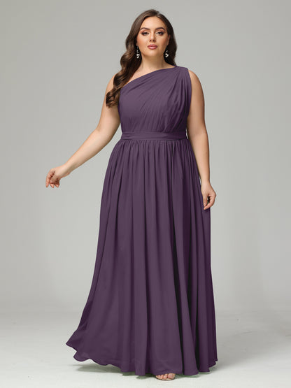 One-shoulder Plus Size Chiffon Bridesmaid Dresses