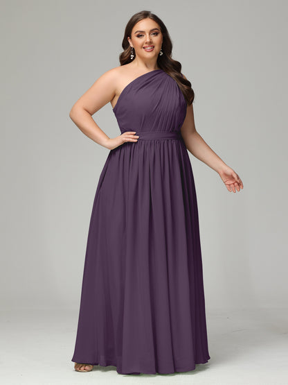 One-shoulder Plus Size Chiffon Bridesmaid Dresses