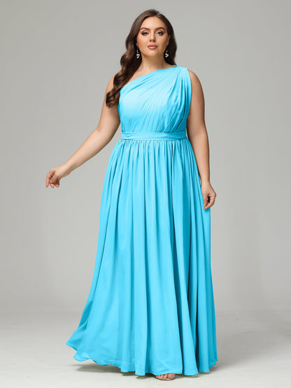 One-shoulder Plus Size Chiffon Bridesmaid Dresses