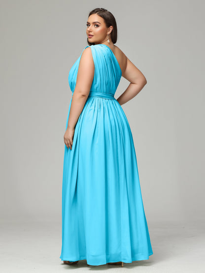 One-shoulder Plus Size Chiffon Bridesmaid Dresses