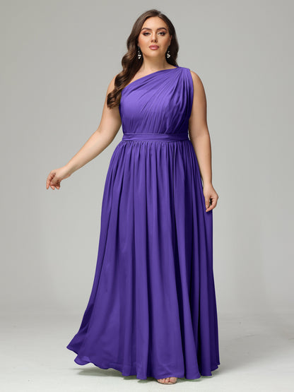 One-shoulder Plus Size Chiffon Bridesmaid Dresses