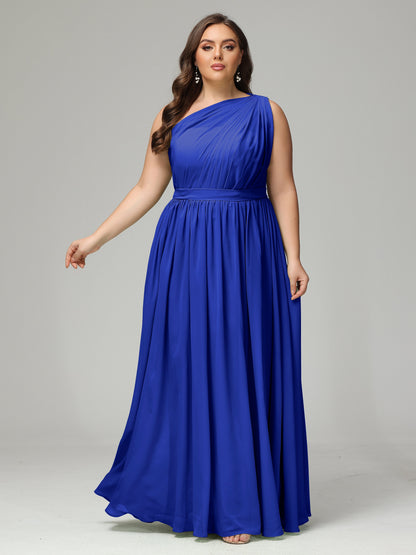 One-shoulder Plus Size Chiffon Bridesmaid Dresses