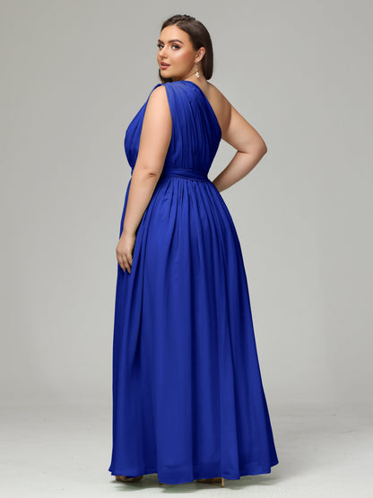 One-shoulder Plus Size Chiffon Bridesmaid Dresses