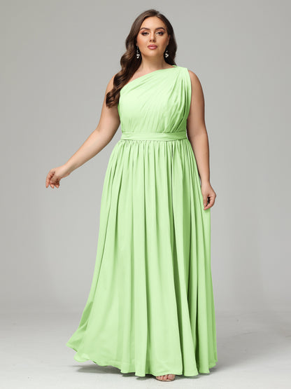 One-shoulder Plus Size Chiffon Bridesmaid Dresses