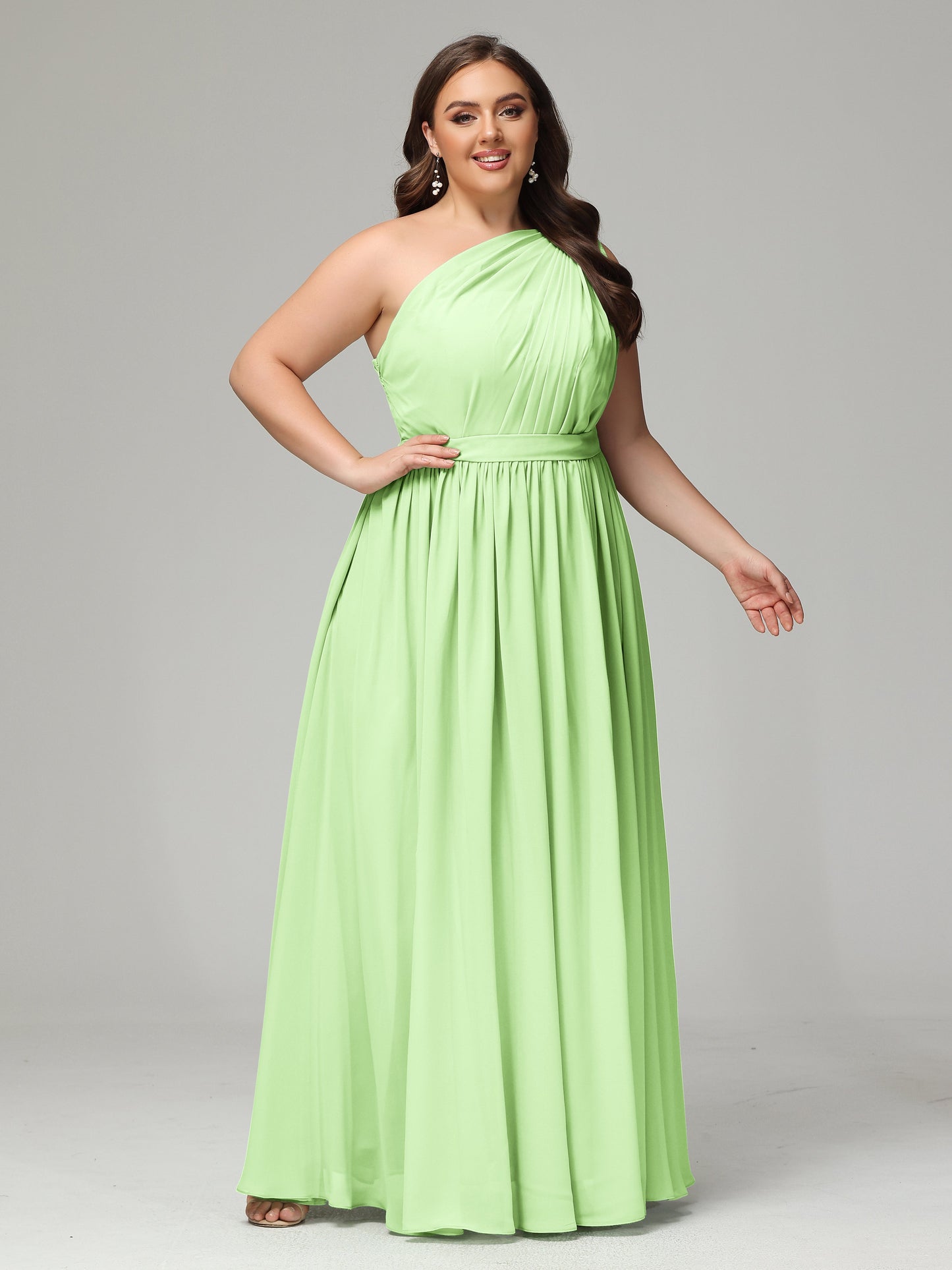 One-shoulder Plus Size Chiffon Bridesmaid Dresses