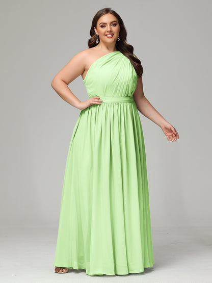 One-shoulder Plus Size Chiffon Bridesmaid Dresses