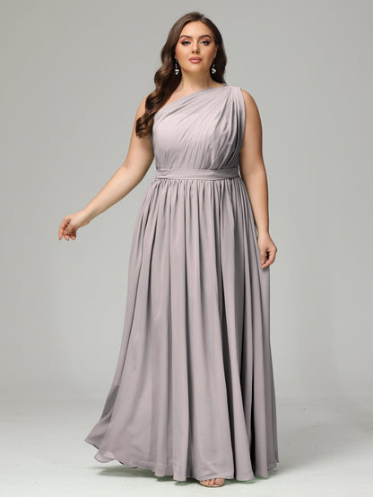 One-shoulder Plus Size Chiffon Bridesmaid Dresses