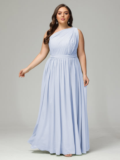 One-shoulder Plus Size Chiffon Bridesmaid Dresses
