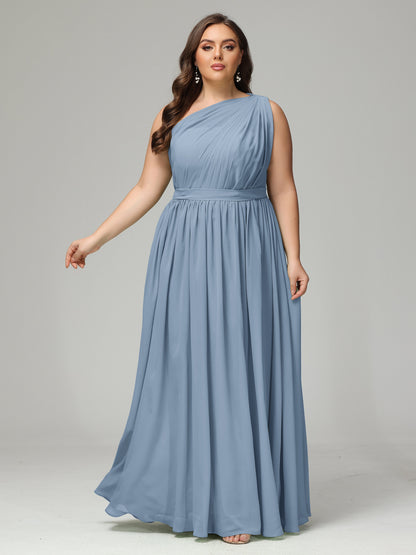 One-shoulder Plus Size Chiffon Bridesmaid Dresses