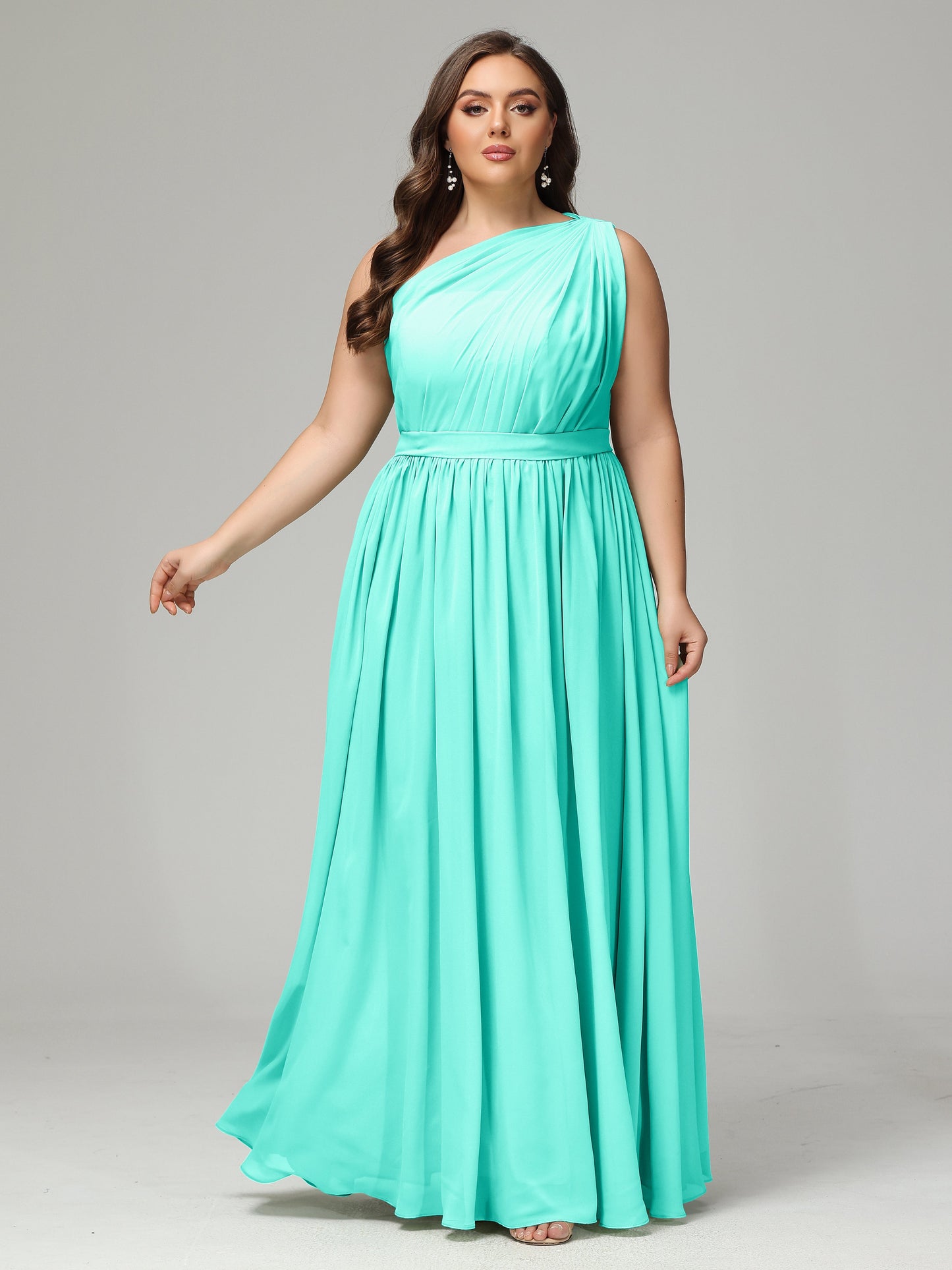 One-shoulder Plus Size Chiffon Bridesmaid Dresses