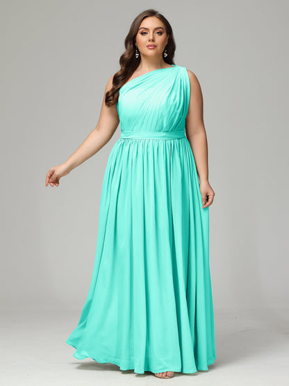 One-shoulder Plus Size Chiffon Bridesmaid Dresses