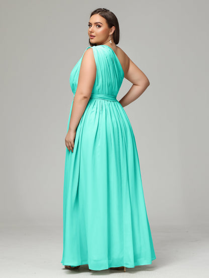 One-shoulder Plus Size Chiffon Bridesmaid Dresses