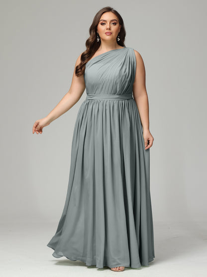 One-shoulder Plus Size Chiffon Bridesmaid Dresses