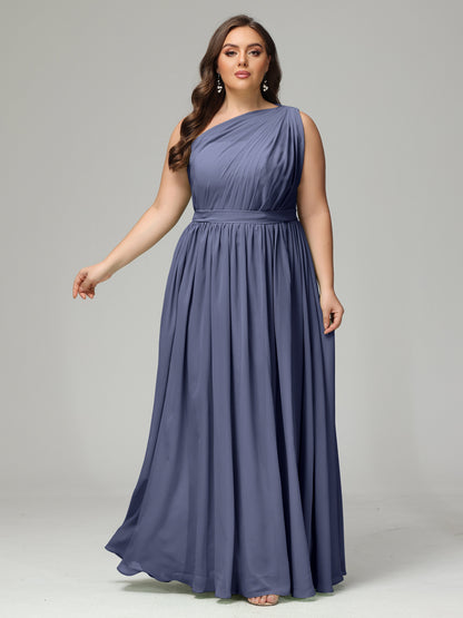 One-shoulder Plus Size Chiffon Bridesmaid Dresses