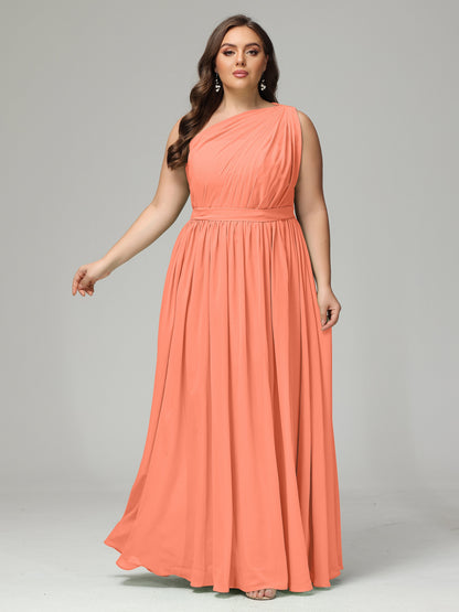 One-shoulder Plus Size Chiffon Bridesmaid Dresses