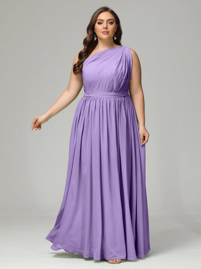 One-shoulder Plus Size Chiffon Bridesmaid Dresses