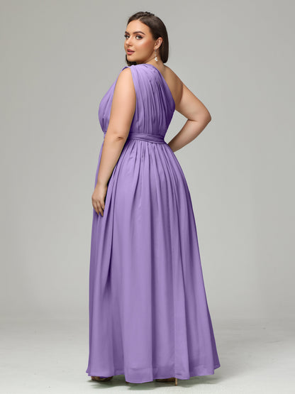 One-shoulder Plus Size Chiffon Bridesmaid Dresses