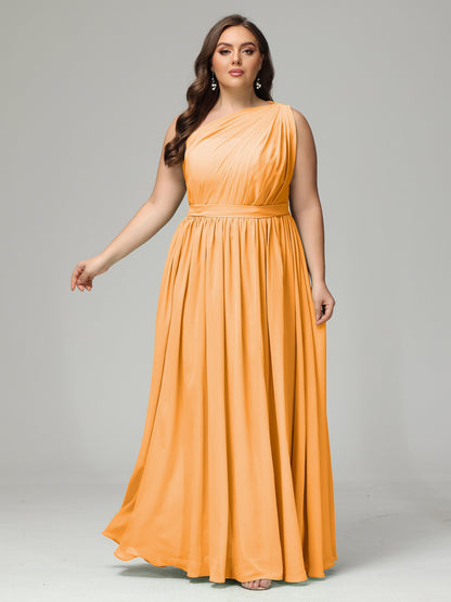 One-shoulder Plus Size Chiffon Bridesmaid Dresses