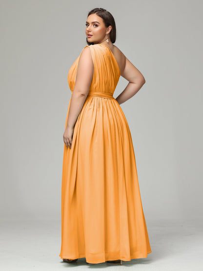 One-shoulder Plus Size Chiffon Bridesmaid Dresses