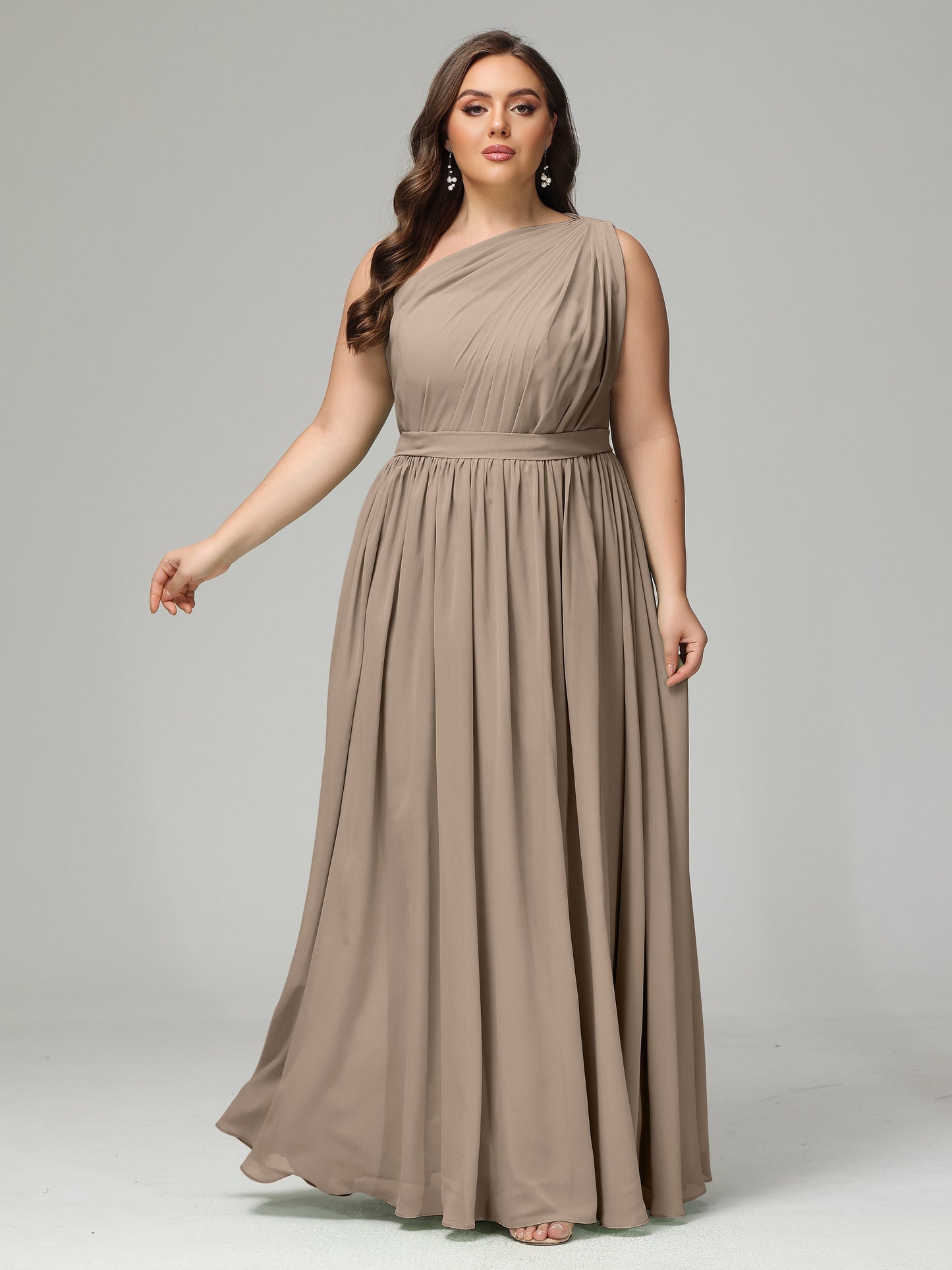 One-shoulder Plus Size Chiffon Bridesmaid Dresses