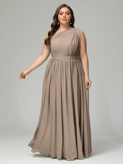 One-shoulder Plus Size Chiffon Bridesmaid Dresses