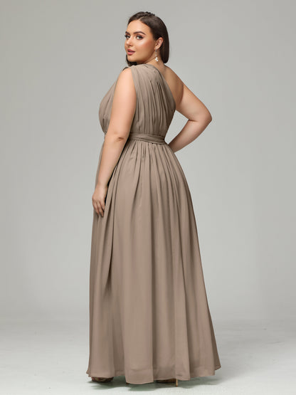 One-shoulder Plus Size Chiffon Bridesmaid Dresses
