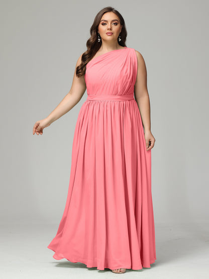 One-shoulder Plus Size Chiffon Bridesmaid Dresses