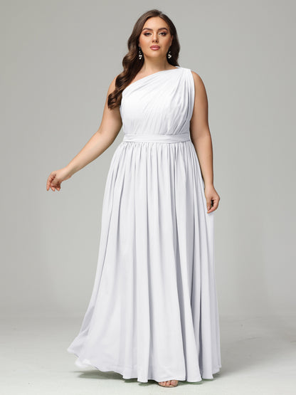 One-shoulder Plus Size Chiffon Bridesmaid Dresses