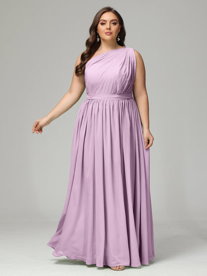 One-shoulder Plus Size Chiffon Bridesmaid Dresses