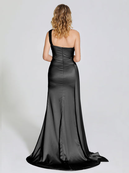 Emersyn One-Shoulder Soft Satin Bridesmaid Dress With Cutout