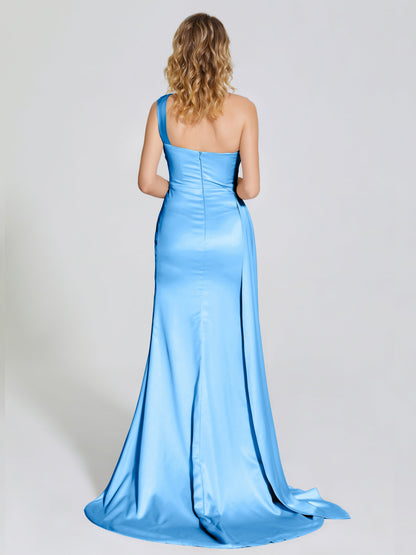 Emersyn One-Shoulder Soft Satin Bridesmaid Dress With Cutout