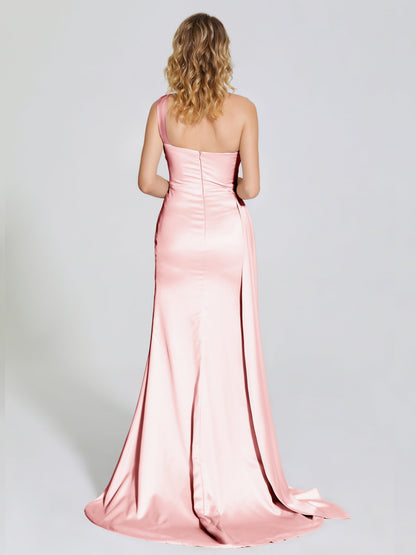 Emersyn One-Shoulder Soft Satin Bridesmaid Dress With Cutout