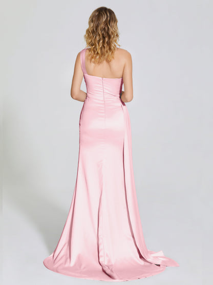 Emersyn One-Shoulder Soft Satin Bridesmaid Dress With Cutout
