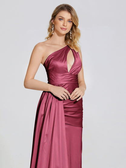 Emersyn One-Shoulder Soft Satin Bridesmaid Dress With Cutout