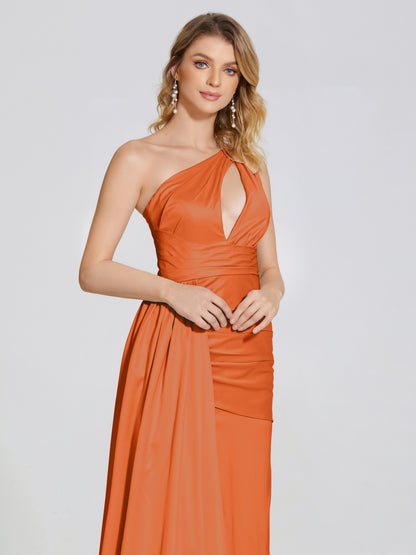 Emersyn One-Shoulder Soft Satin Bridesmaid Dress With Cutout