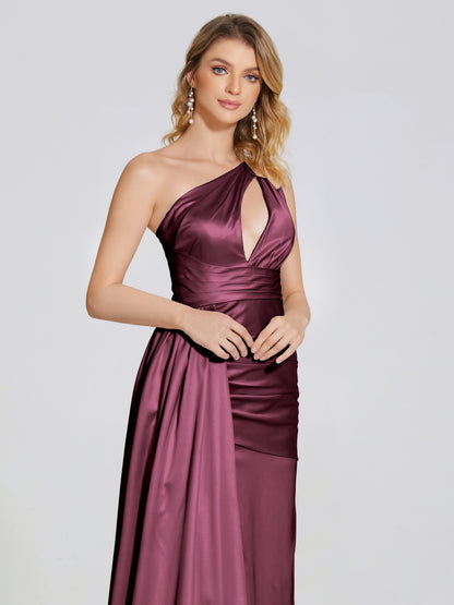 Emersyn One-Shoulder Soft Satin Bridesmaid Dress With Cutout