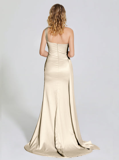 Emersyn One-Shoulder Soft Satin Bridesmaid Dress With Cutout
