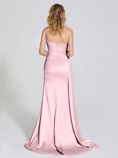 Emersyn One-Shoulder Soft Satin Bridesmaid Dress With Cutout