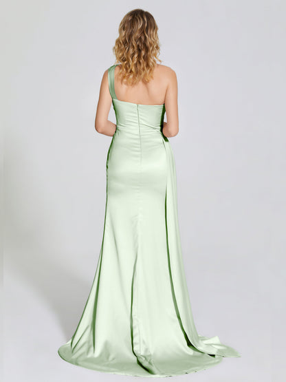 Emersyn One-Shoulder Soft Satin Bridesmaid Dress With Cutout
